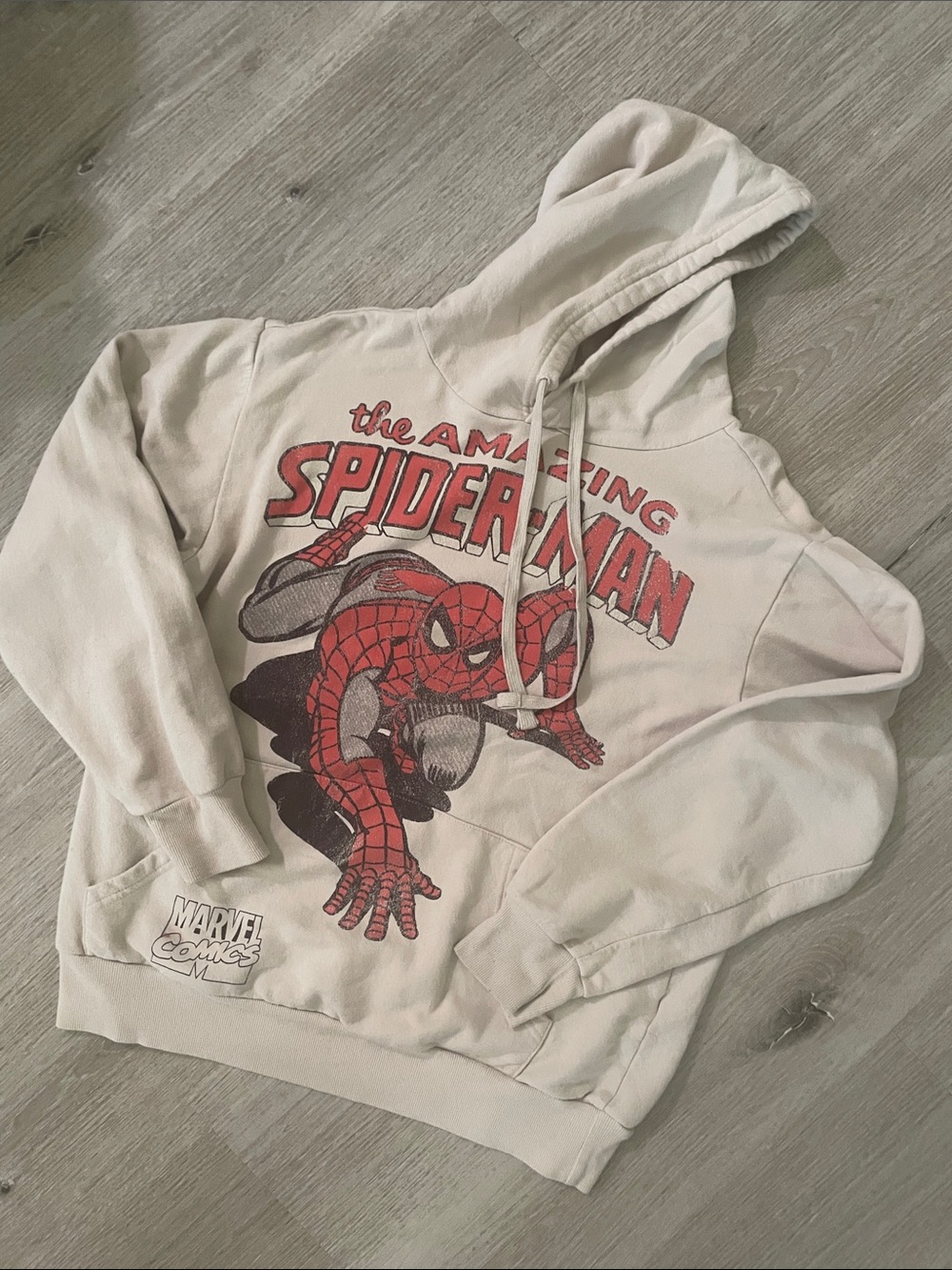 Marvel Spider-Man Graphic Crewneck Hoodie - Cream & Red